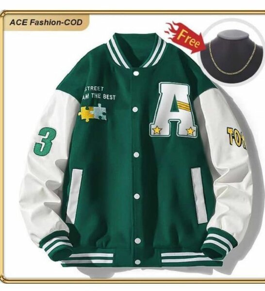 Blouson Varsity Vert et Blanc