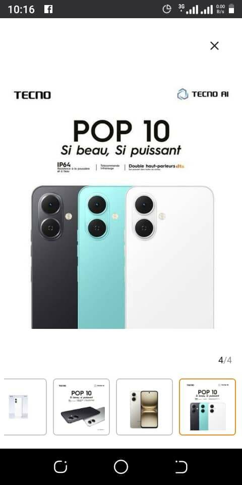 Smartphone Tecno POP 10 puissant