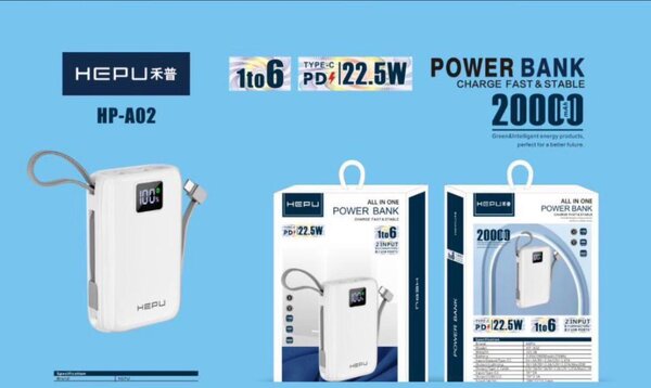 Power Bank HEPU 22.5W 20000mAh