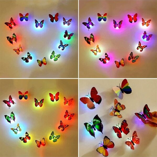 12 Papillons LED décoratifs