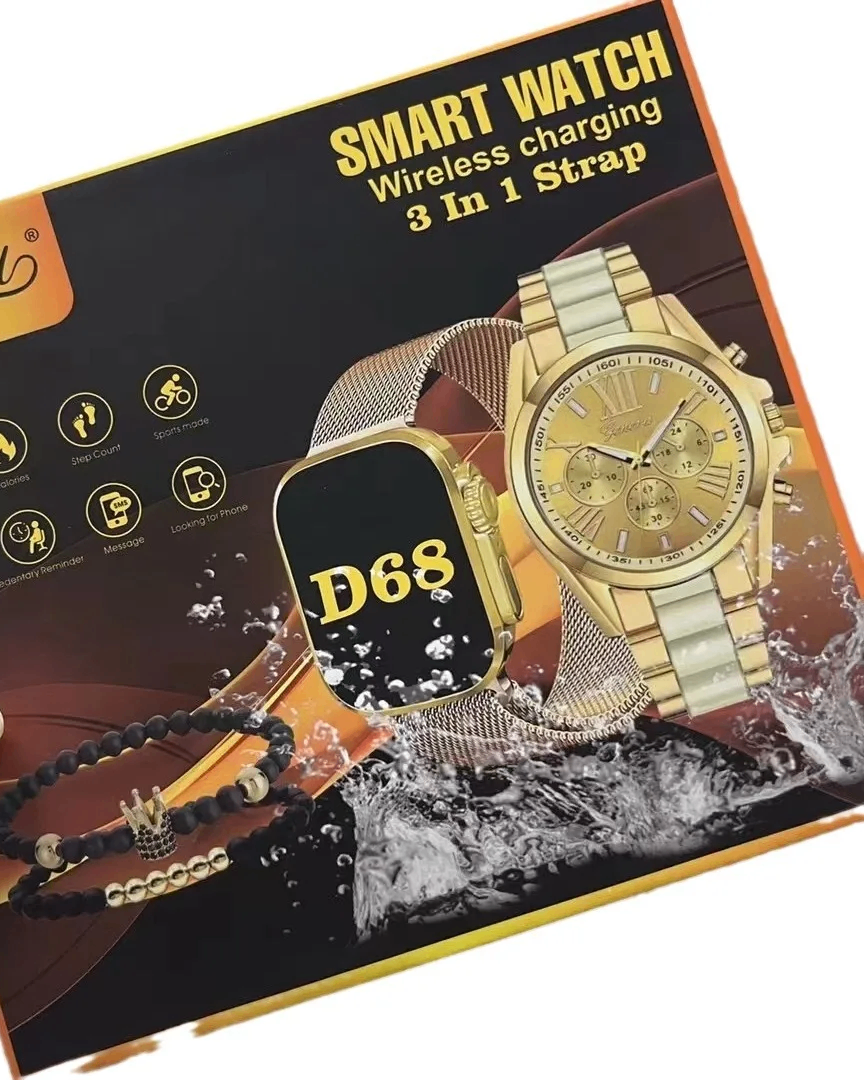 Montre connectée D68 dorée