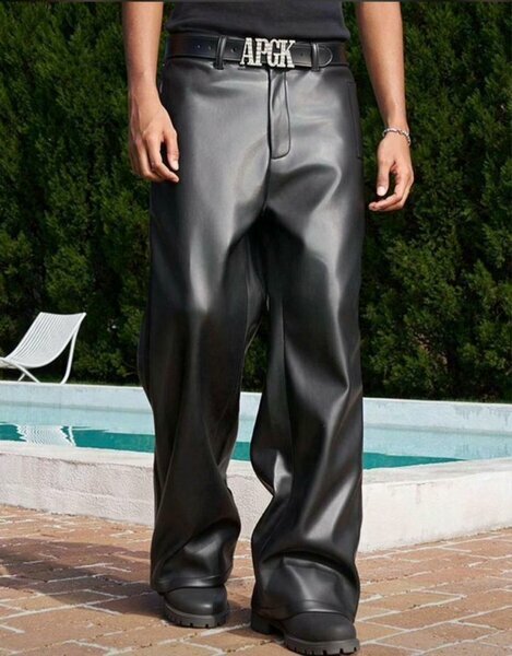 Pantalon femme noir simili cuir