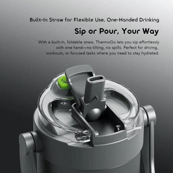 Bouteille Isolante avec Paille Intégrée