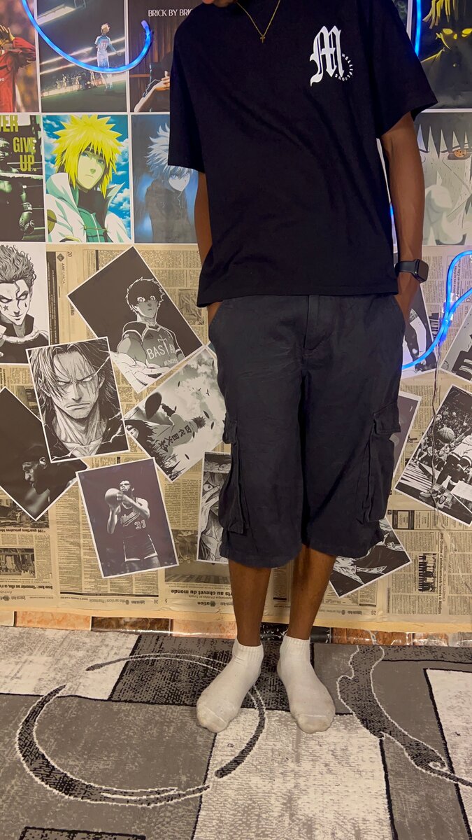 Pantalon cargo noir décontracté