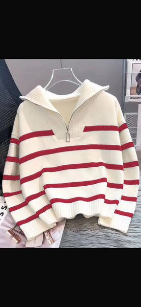 Sweat à rayures avec zip