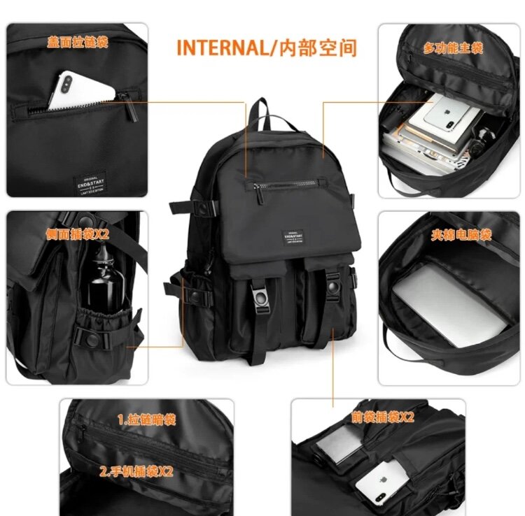 Sac à dos en nylon étanche unisexe