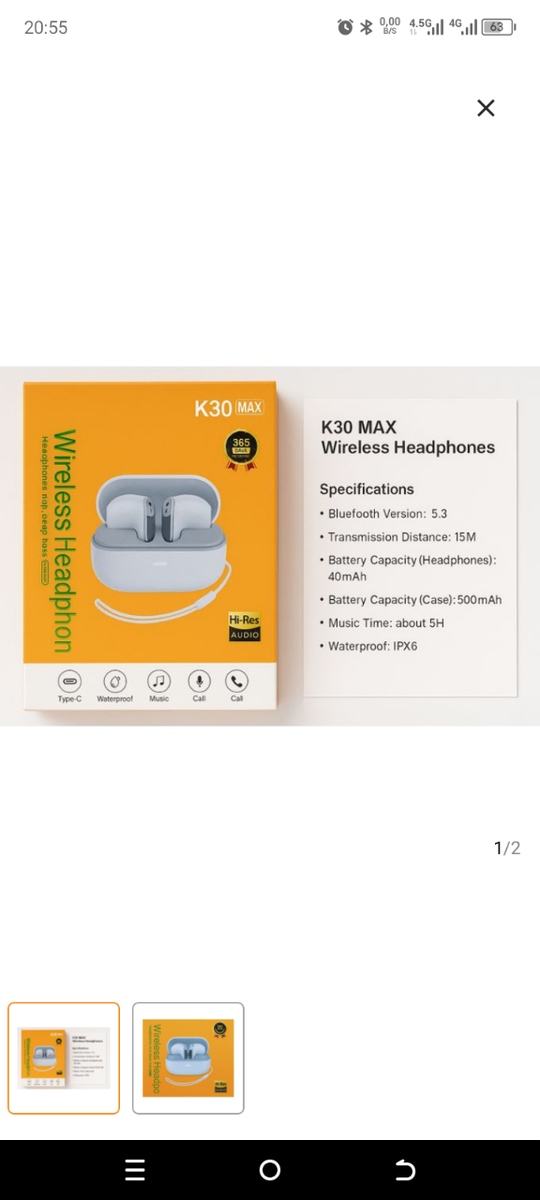 Écouteurs Sans Fil K30 MAX