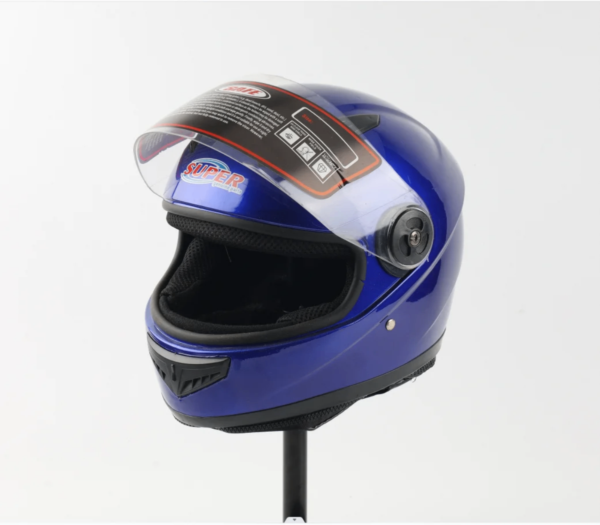 Casque de moto bleu