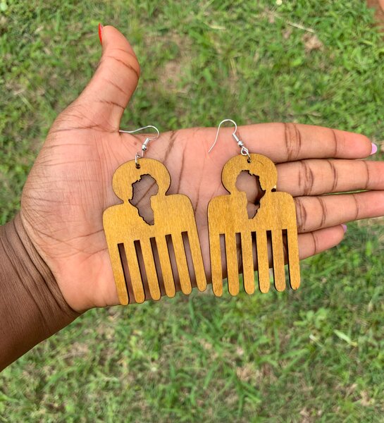 Boucles d'oreilles bois afro