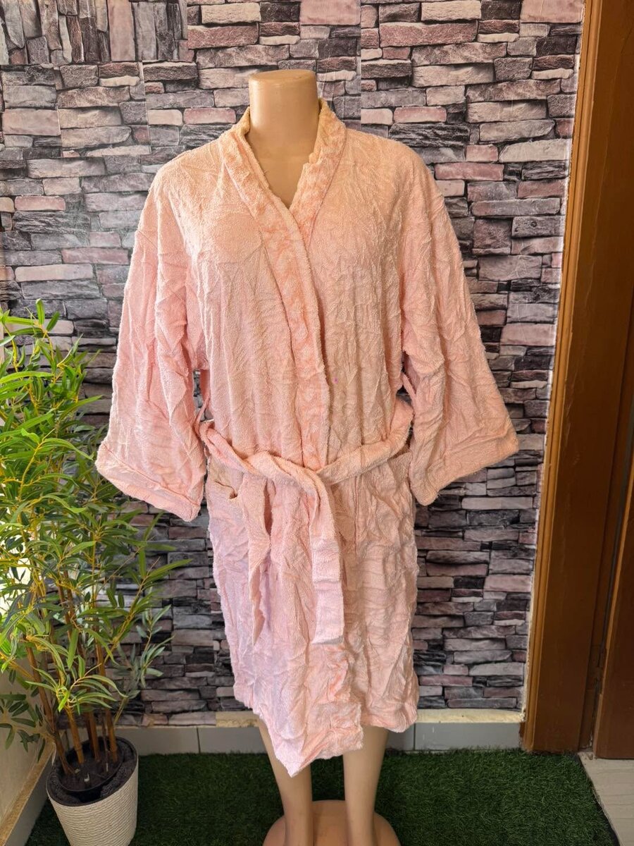 Peignoir doux en coton rose