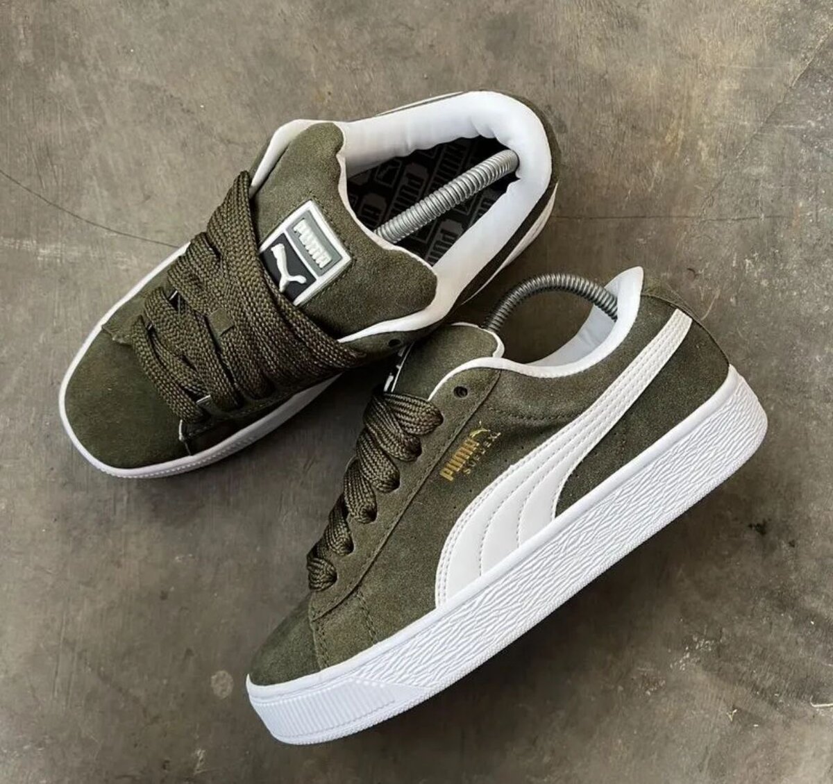 Baskets en daim vert Puma