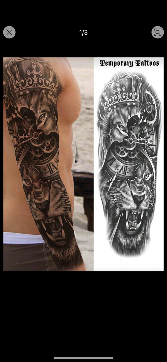 Tatouage Temporaire Lion et Éclair