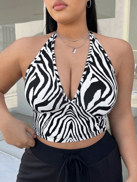 Haut de bikini imprimé zèbre