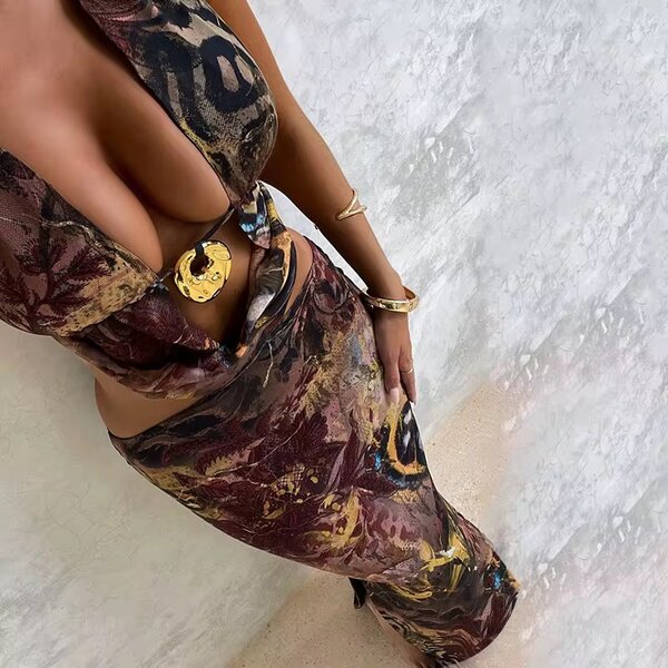 Robe longue à motifs bohèmes