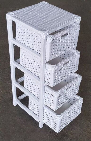 Meuble en osier avec 4 tiroirs