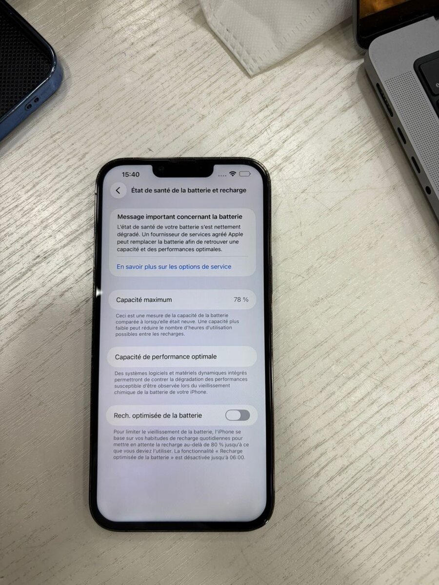 13 pro max128Go message écran