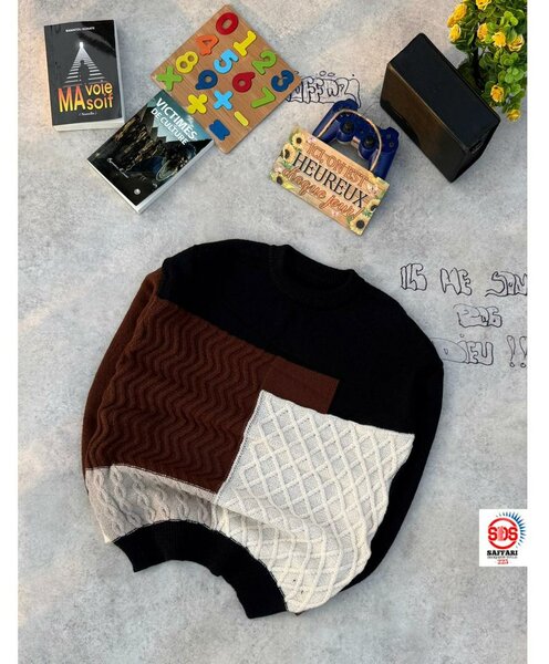 Pull tricoté patchwork