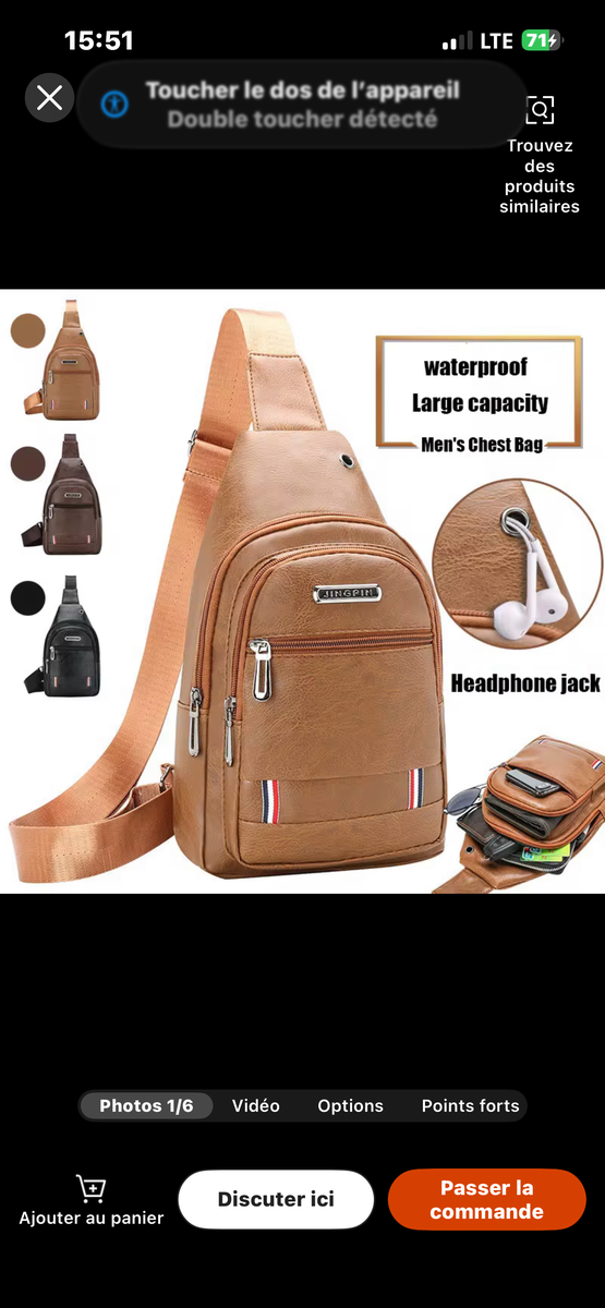 Sacoche bandoulière homme étanche