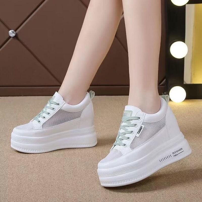 Baskets Femme Blanc à Semelle Épaisse