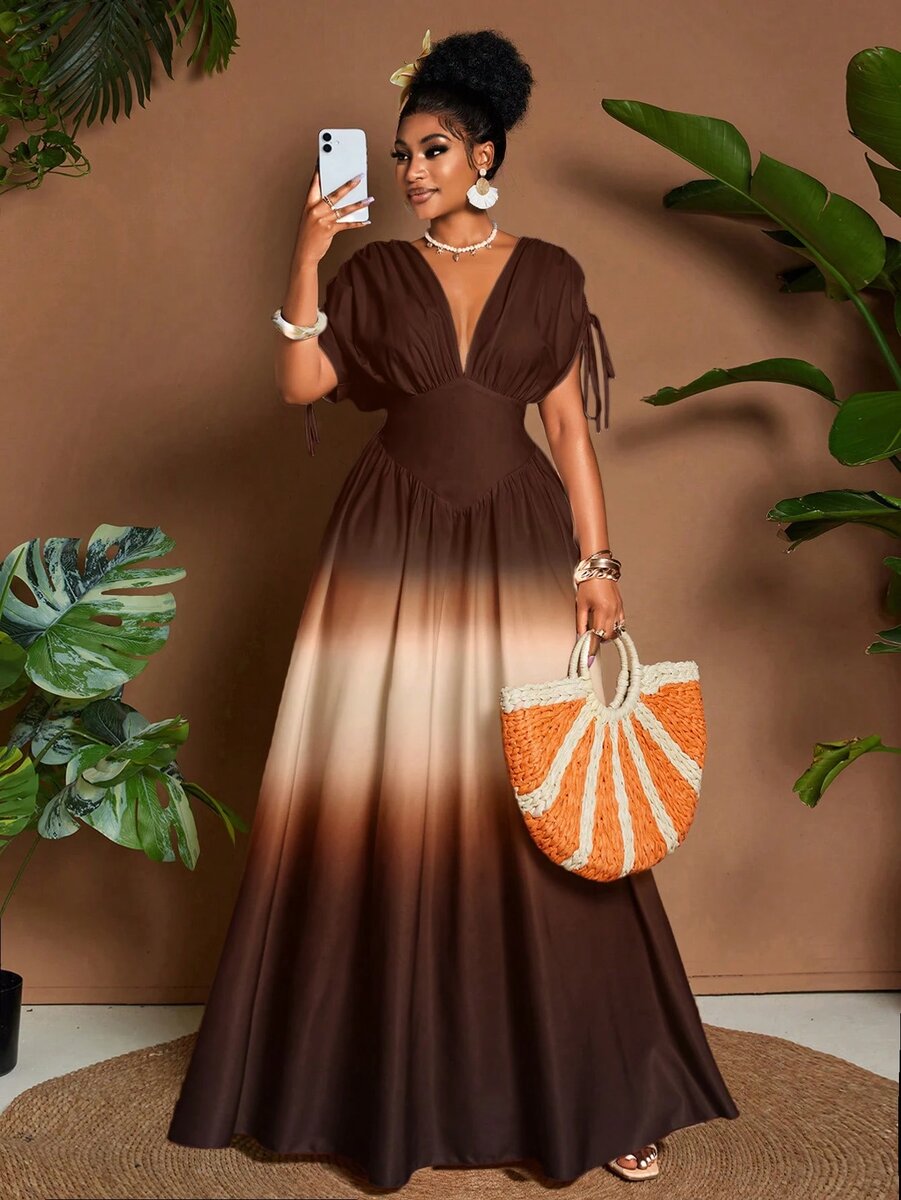 Robe Maxi Femme Dégradé Élégante