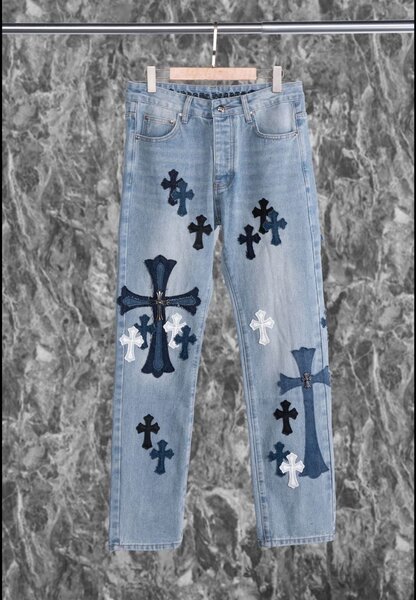 Jeans avec motifs croix uniques
