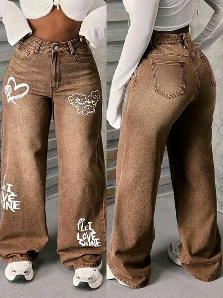 Jean large graffiti femme