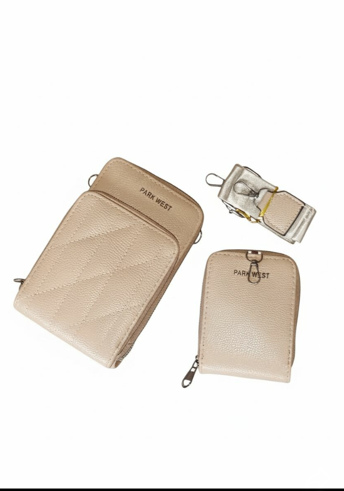 Pochette en Cuir Beige Park West