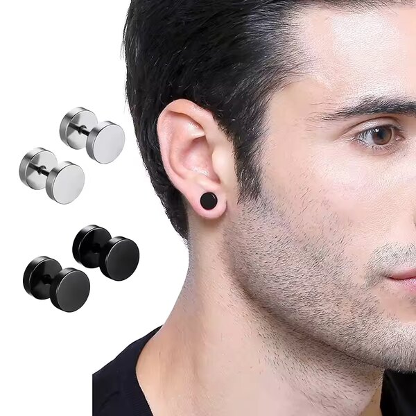 Boucles d'oreilles homme en acier inoxydable