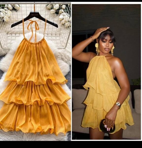 Robe à volants jaune estivale