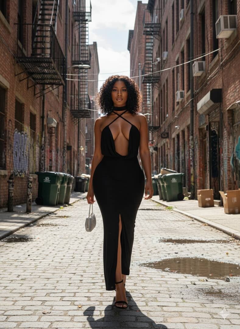 Robe noire décolletée chic