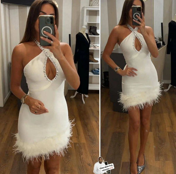 Robe blanche élégante soirée