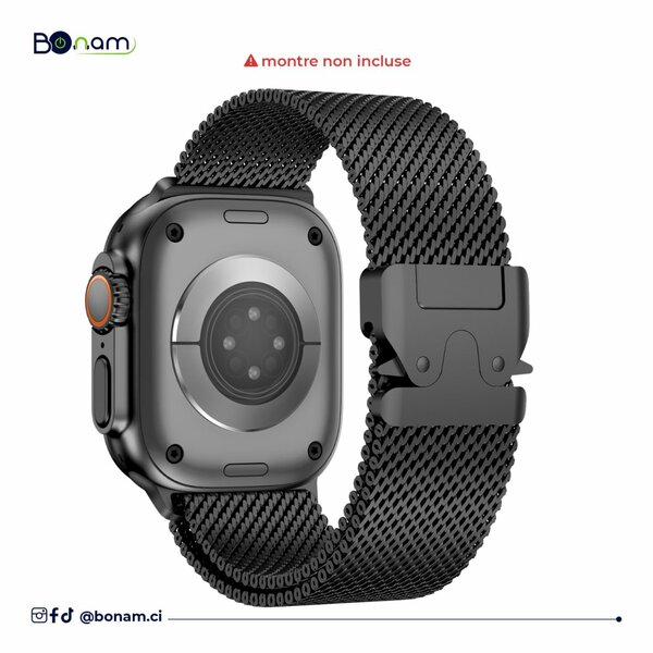 Bracelet milanais noir 42-49mm