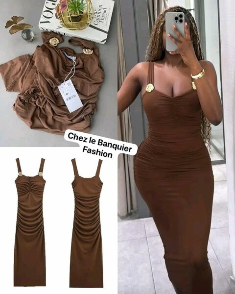 Robe Marron Élegante Femme