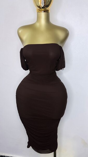 Robe mi-longue marron