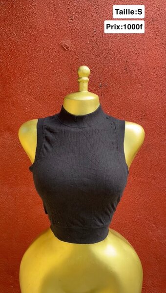 Top noir col montant taille S
