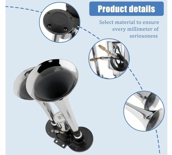 Puissant Klaxon Chromé 12V