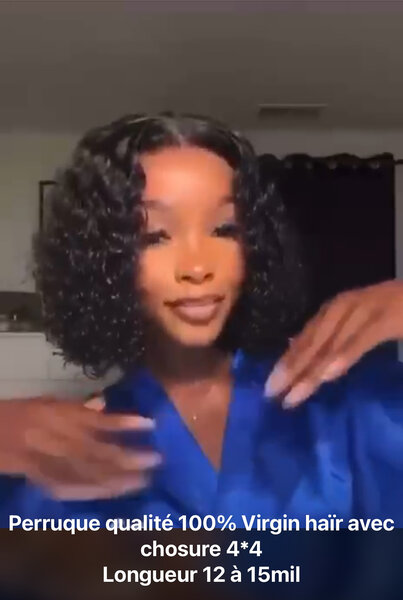 Perruque naturelle boucle 4x4