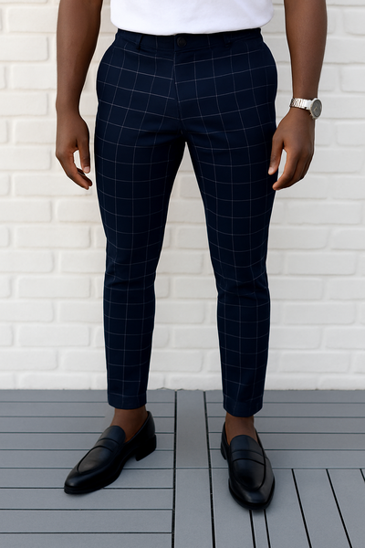 Pantalon homme à carreaux élégant