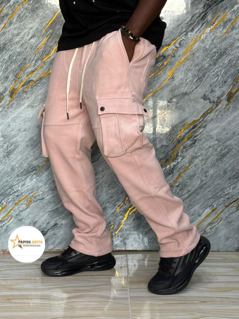 Pantalon cargo rose ample