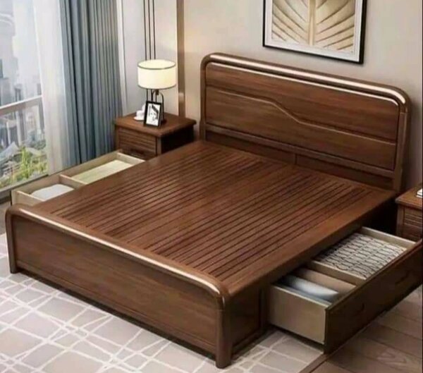 Lit en bois avec rangement