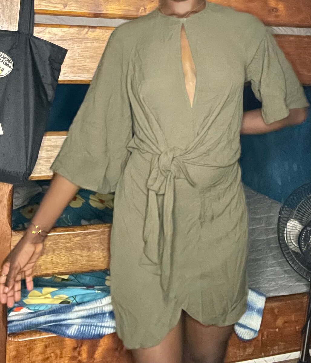 Robe verte manches 3/4