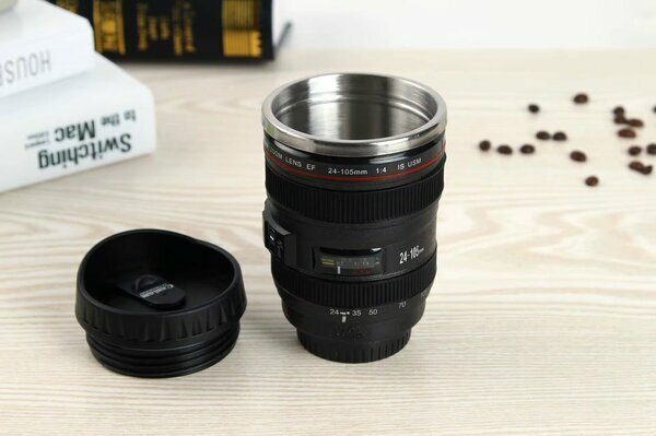 Mug isotherme objectif photo