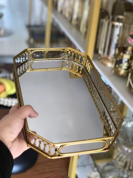 Plateau miroir doré élégant