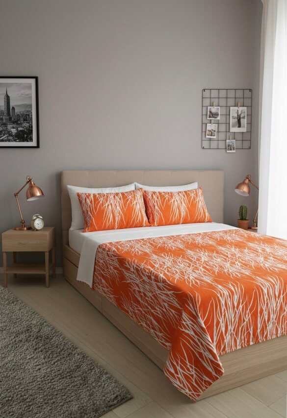 Housse de lit orange design