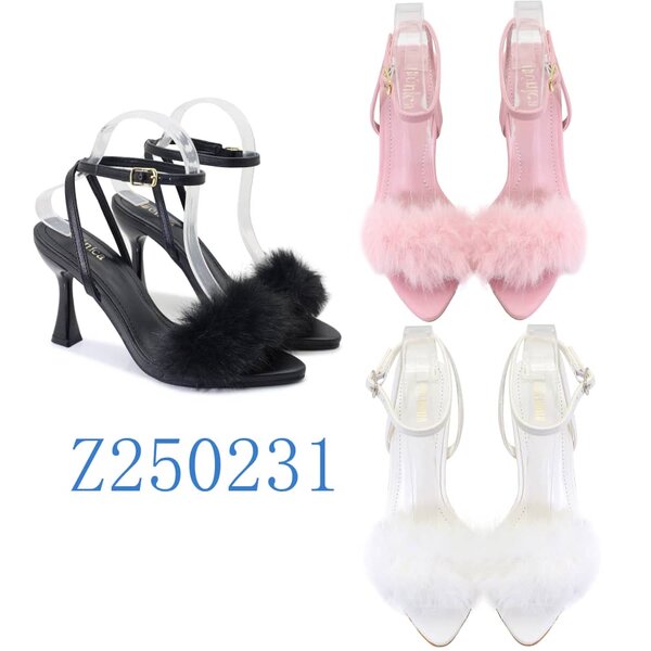 Sandales à talons en fourrure