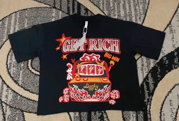 T-shirt noir imprimé - Get Rich ou Shape Your Destiny