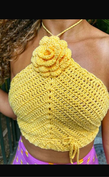 Haut Crochet Jaune Été