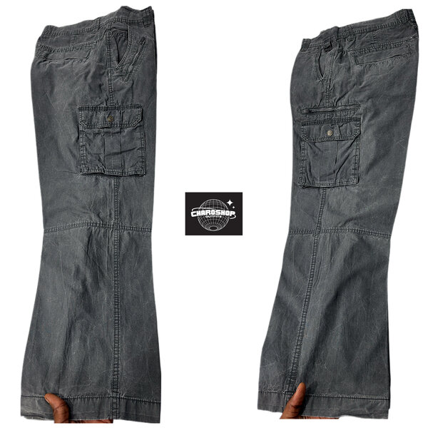 Pantalon cargo gris ample