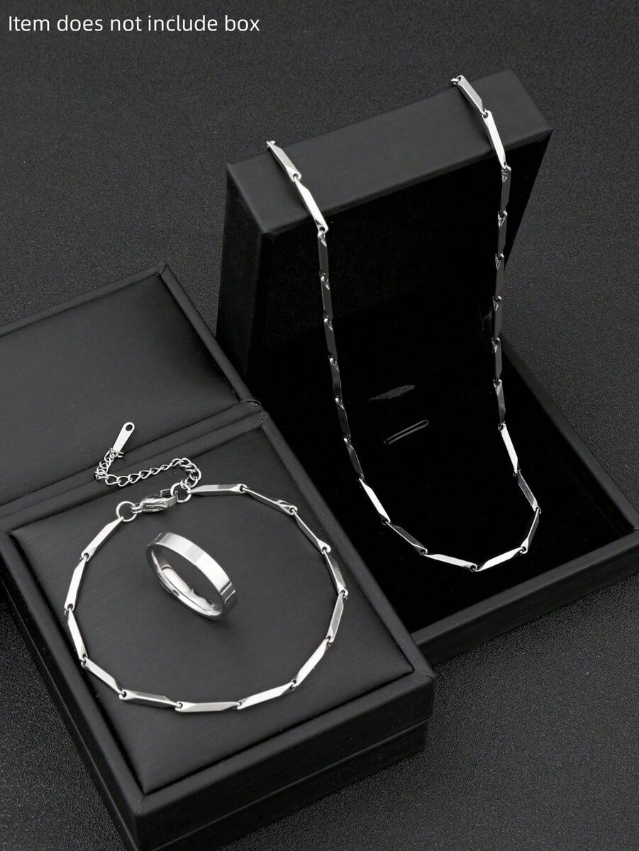 Ensemble collier et bracelet en acier inoxydable