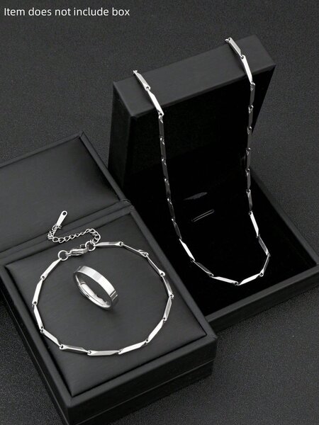 Ensemble collier et bracelet en acier inoxydable